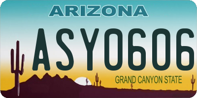 AZ license plate ASY0606