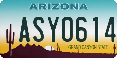 AZ license plate ASY0614