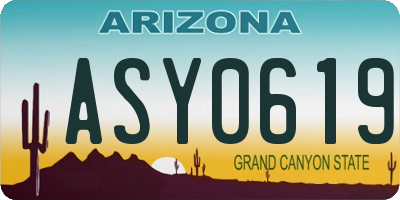 AZ license plate ASY0619