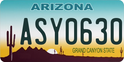 AZ license plate ASY0630