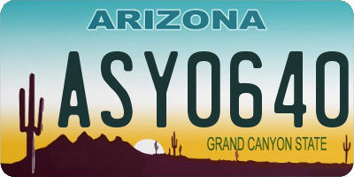 AZ license plate ASY0640