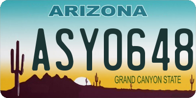 AZ license plate ASY0648