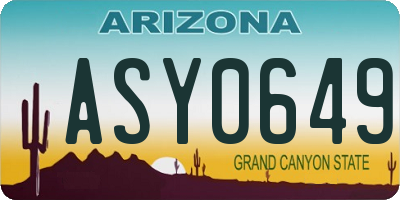 AZ license plate ASY0649