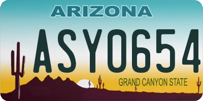 AZ license plate ASY0654