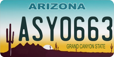AZ license plate ASY0663