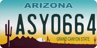 AZ license plate ASY0664