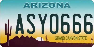 AZ license plate ASY0666