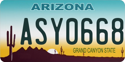 AZ license plate ASY0668