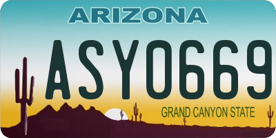 AZ license plate ASY0669