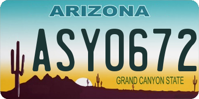 AZ license plate ASY0672