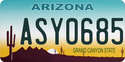 AZ license plate ASY0685
