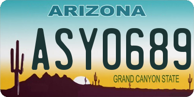 AZ license plate ASY0689