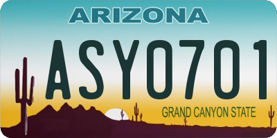 AZ license plate ASY0701