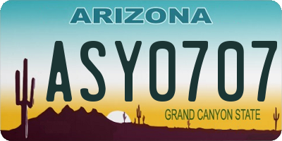 AZ license plate ASY0707