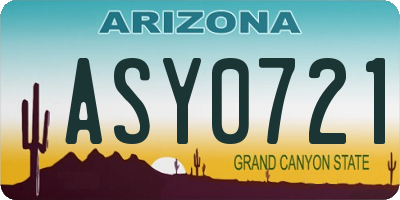 AZ license plate ASY0721