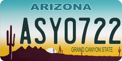 AZ license plate ASY0722
