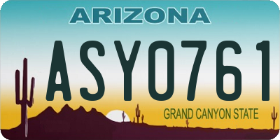 AZ license plate ASY0761