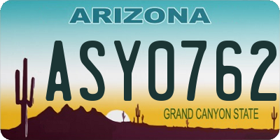 AZ license plate ASY0762
