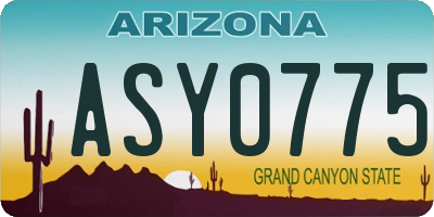 AZ license plate ASY0775