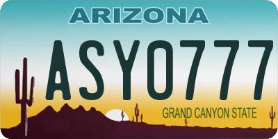 AZ license plate ASY0777