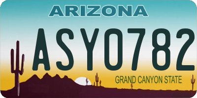 AZ license plate ASY0782