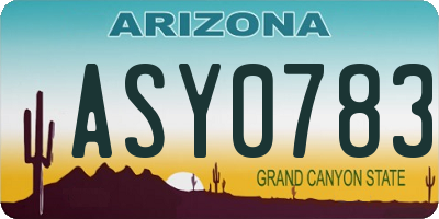 AZ license plate ASY0783