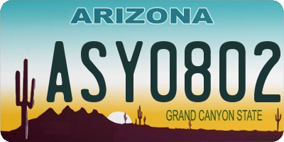 AZ license plate ASY0802