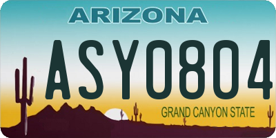 AZ license plate ASY0804