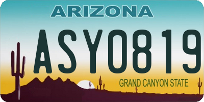 AZ license plate ASY0819