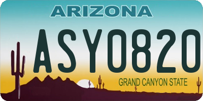 AZ license plate ASY0820