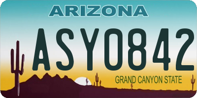 AZ license plate ASY0842