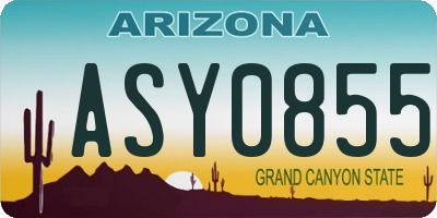 AZ license plate ASY0855