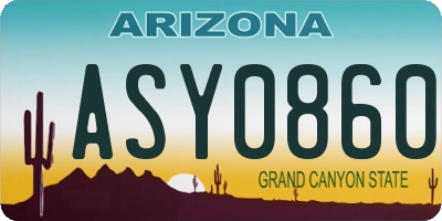 AZ license plate ASY0860