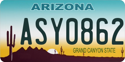 AZ license plate ASY0862
