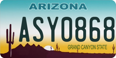 AZ license plate ASY0868