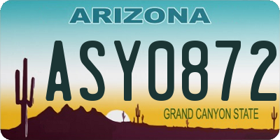 AZ license plate ASY0872