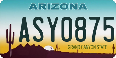 AZ license plate ASY0875