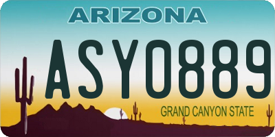 AZ license plate ASY0889