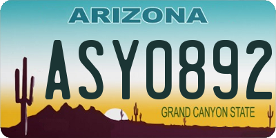 AZ license plate ASY0892