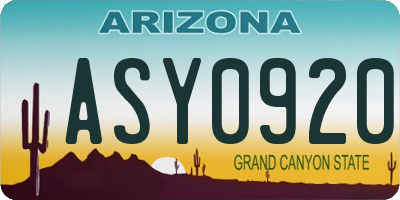 AZ license plate ASY0920