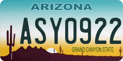 AZ license plate ASY0922