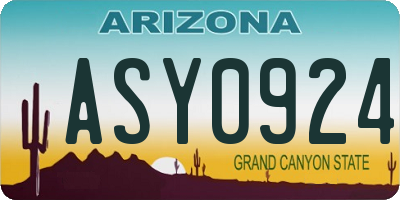 AZ license plate ASY0924