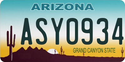 AZ license plate ASY0934