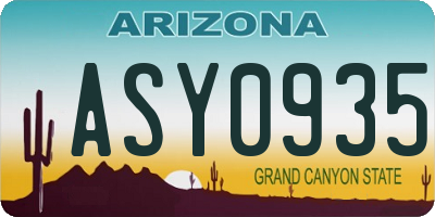 AZ license plate ASY0935