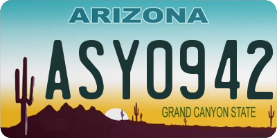 AZ license plate ASY0942
