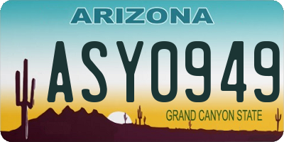 AZ license plate ASY0949