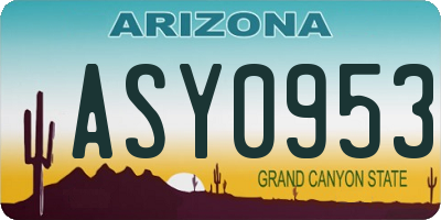 AZ license plate ASY0953