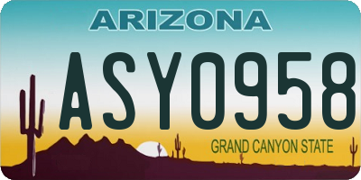 AZ license plate ASY0958