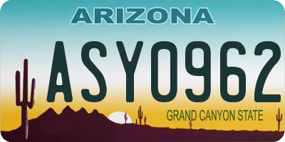AZ license plate ASY0962