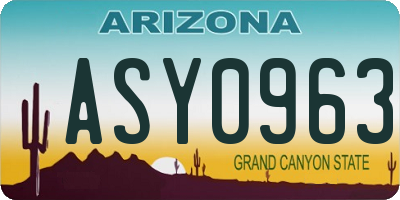 AZ license plate ASY0963